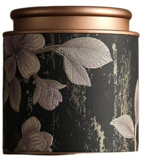 Boîte à thé vide en métal vintage élégant pour café, herbes, bonbons, chocolat, sucre, épices (noir S)