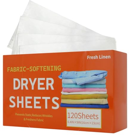 Lingettes Adoucissantes | 120 Pièces Feuilles Adoucissant Parfumées | Adoucissant Textile Anti-Statique - Pour Dortoir Étudiant Appartement Salle de Bains Ménage Machine à laver Sèche-linge