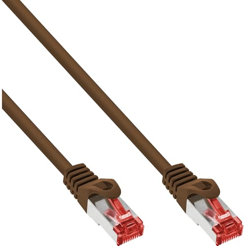InLine Patchkabel, S/FTP (PiMf), Cat.6, 250MHz, PVC, Kupfer, RJ45, 1Gb/s, 0,25m, braun, Netzwerkkabel, doppelt geschirmt, 76422K