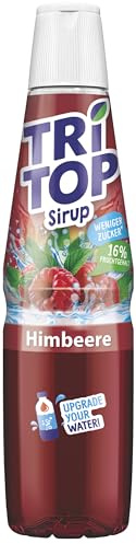 TRi TOP Himbeer Sirup, kalorienarm, weniger Zucker, 600 ml | Zuckerreduzierter Fruchtsirup für Wassersprudler - ergibt 4,8 Liter Erfrischungsgetränk - auch als Bar-Sirup geeignet