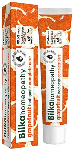 Bilka Homeopathy Grapefruit Zahnpasta mit Xylitol, Natürlicher Schutz von Zahnschmelz und Zahnfleisch, Fluoridfrei, Mentholfrei, Zuckerfrei, 1x75ml