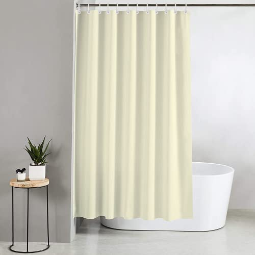 Blue Canyon Extra Long Shower Curtains | 100% Polyester Shower Curtain | Anti-Bacterial Surface Treatment | Water Repellent| Weighted Hem | 180 X 200cm | 12 Reinforced Eyelets with Hooks (Cream)