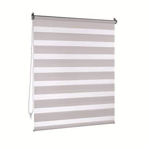 Victoria M. Doppelrollo Klemmfix ohne Bohren, 65 x 150 cm (BxH) Grau, Rollo Fensterrollo lichtdurchlässig & verdunkelnd，Duo-Rollo Klemmmontage Zebrarollo für Fenster & Türen