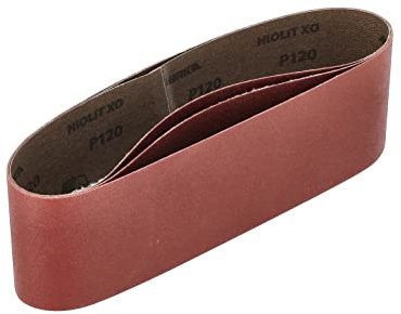 Mirka Red 3 Stück Gewebe-Schleifbänder 75x533mm / Korn P120 / hochwertiges Schleifband für Bandschleifer/Zum Schleifen von Holz und Metall