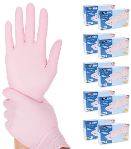 FRANZ MENSCH Hygostar Nitrilhandschuhe Safe Light | puderfrei, Karton, rosa, 8/M, 24cm, 1000 Stück, Einweghandschuhe, Einmalhandschuhe, in Gr. XS, S, M, L, XL & XXL
