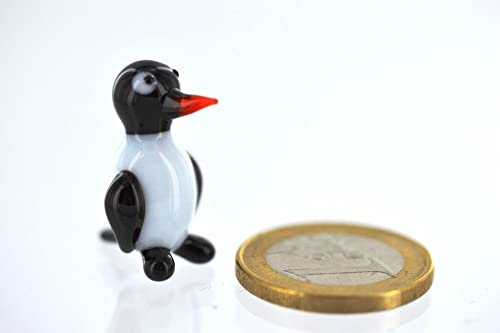 Unbekannt Pinguin Mini - Figur aus Glas Miniatur - Pinguine 1 - Glasfigur Setzkasten Deko