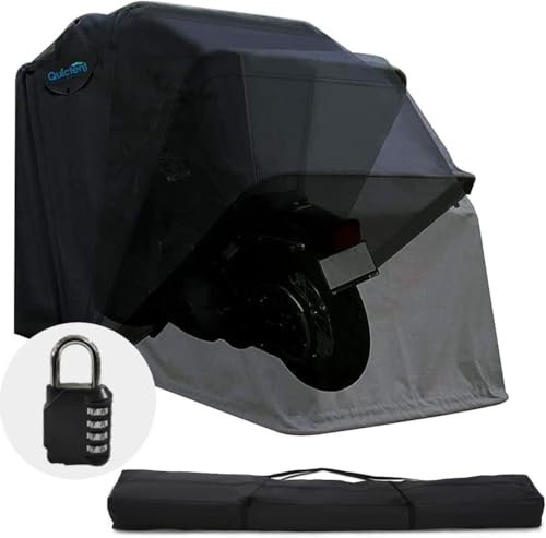 Quictent Tente Heavy Duty Moto Shelter Abri de jardin Tourer Housse de rangement Garage Tente avec serrure à code TSA et sac de transport (Petite/Grande taille)