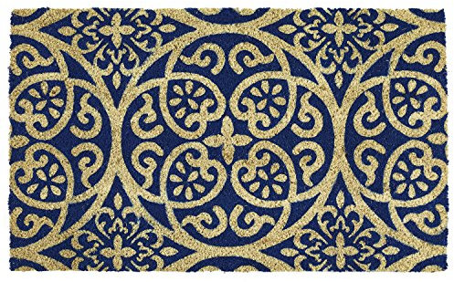 Prime Homewares Doormats 60 x 40cm Various Design Coir Doormat (Navy Blue Damask Doormat)