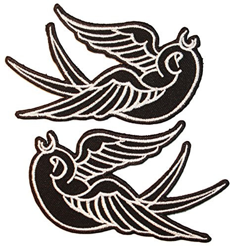 Schwalben Aufnäher Bügelbild Aufbügler Patch Swallow Rockabilly Stick Tattoo, C1009