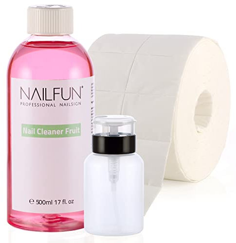 NAILFUN SET Nail Cleaner 500ml Passion Fruit + 500 Zelletten (1 Rolle) + 1 Pumpflasche 200ml