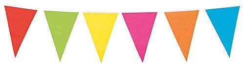 Boland 74749 - Wimpelkette Vielfarbig, Länge 10 Meter, Mehrfarbig, Regenbogen, Fahnenkette, Kunststoffgirlande, Hängedekoration, Karneval, Mottoparty, Geburtstag, Kindergarten, Babyparty