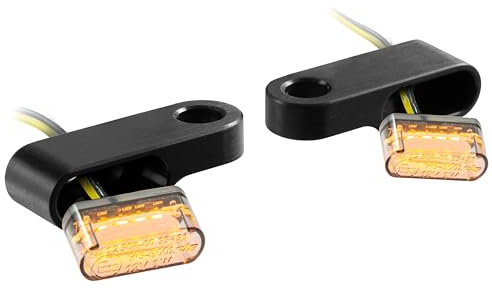 IBEX LED-Blinker getönt mit Alugehäuse für Lenkerarmaturen kompatibel mit: Harley Davidson Dyna Sportster Softail Universal in schwarz Paar E-gepr Typ 2