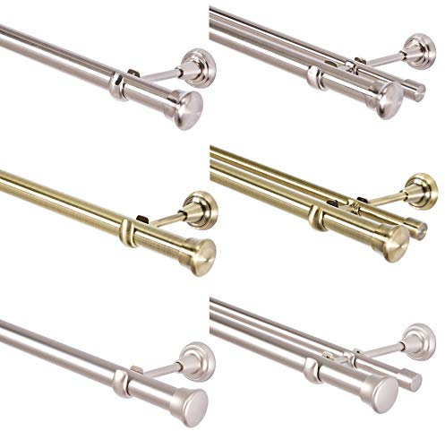 Gardinenstange 25mm Ein,-Zweiläufig:Edelstahl,Chrom-Matt,Antik-Gold 120-600cm, hohe Qualität ! (Antik-Gold, 2-läufig, 240 cm)
