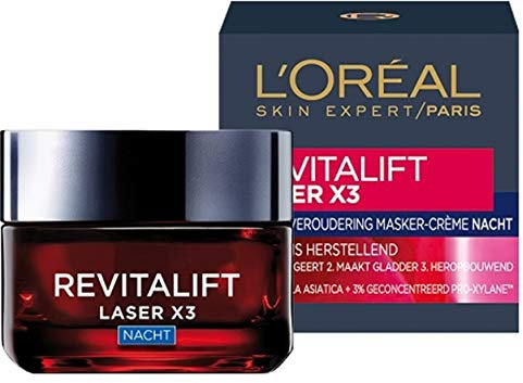 3er Pack - L’Oréal Paris Gesichtscreme (Nachtcreme) - Revitalift Laser X3 - Korrigiert Falten - 50 ml