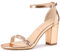 Allegra K Women's Rhinestone Ankle Strap Chunky Heels Sandals Rose Gold 5 UK/Label Size 7 US