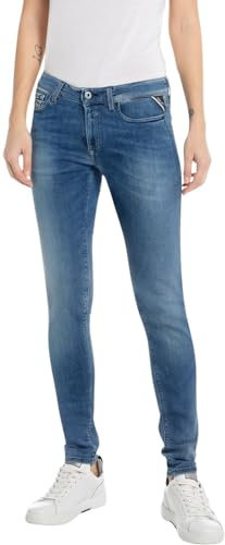 Replay Damen Jeans New Luz Skinny-Fit mit Comfort Stretch, Medium Blue 009 (Blau), 28W / 28L
