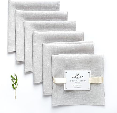 Varvara Home 6 Leinenservietten Grau | Premium 6 Stück Stoffservietten Grau Leinen | Servietten Leinen Grau | Graue Stoffservietten LANDHAUSSTIL & LANGLEBIGKEIT (Hellgrau 45x45 cm)