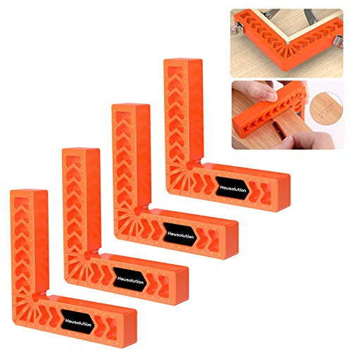 Housolution Piastre di Posizionamento di 90 Gradi, 4 Pollici/9,9cm Piazze Morsetto di Posizionamento Utensile per Falegname, Morsetto ad Angolo Retto Tipo L in Plastica, 4 PEZZI - Arancione