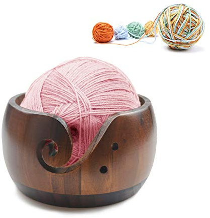 JasCherry Holz Garnschale, Garnschale aus holzern, Handgemacht Garn Schüssel- Halten Sie das Garn Verwirrungsfrei, zum Stricken Häkeln