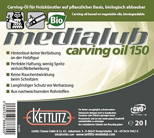 20 Liter Bio Kettenöl für Holzschnitzer KETTLITZ-Medialub Carving Oil 150