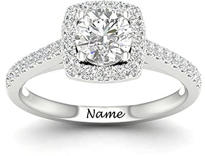 SISGEM 0,288 Karat Naturdiamantring, 9 Karat Weißgold Diamant Halo Verlobungsring für Damen, G, SI2, Natural Diamond Ring Personalisierter Ring, für Frauen, Damen, Verlobung, Hochzeit