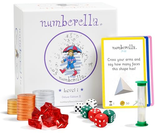 Numberella Deluxe Maths Game Level 1 | Key Stage 1 STEM Toy for Ages 6-8 | 2-5 Player, 7+ Exam Prep | Data-Proven Classroom & Homeschool Fun, 300+ Calculations/Hour