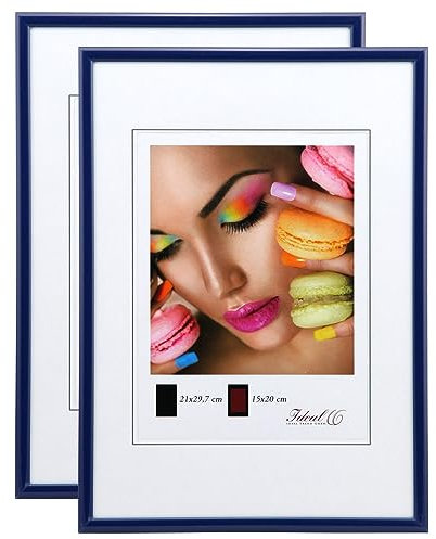 IDEAL TREND New Lifestyle Set Bilderrahmen Wanddeko Collage Poster Rahmen 2er 3er 5er Pack: Farbe: 2er Pack Blau | Format: 50x70