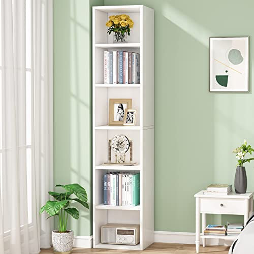 Tribesigns Bücherregal mit 6 Ebenen, 180 cm Standregal, Schmales Aufbewahrungsregal bücher Regal Würfelregale für Wohnzimmer, Schlafzimmer, Büro (6 Cube (1 Pack))