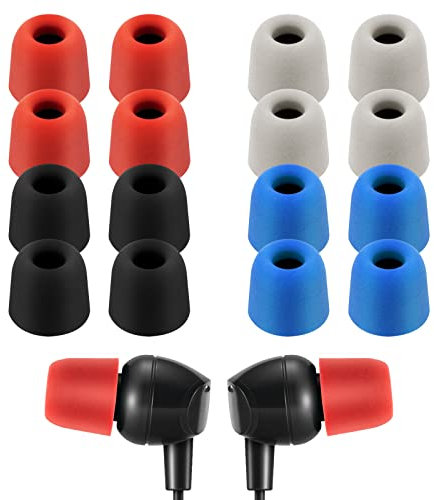 PROUSKY 8 Pairs Memory Foam Earbud Tips, 4 Colors Memory Foam Earbuds Replacement Earbud Tips Noise Isolation Cover Noise Cancelling Earphones, for 4.5 to 4.9mm Headphones, S, M, L