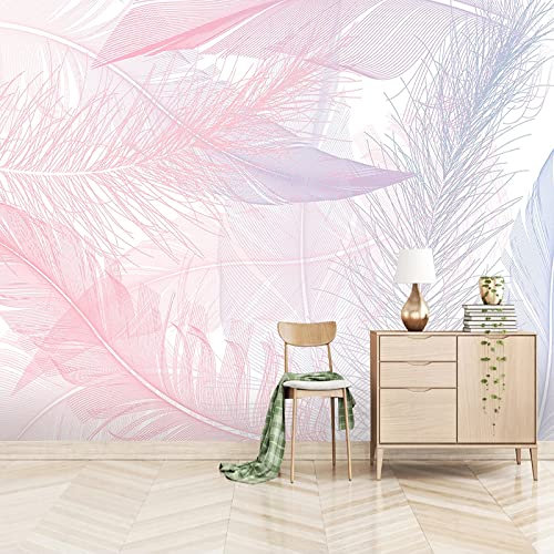 SHINERING Papier Peint Photo 3D Plume Rose Personnalisée Pour Les Murs De La Chambre Décor À La Maison Salon Créatif Moderne Chambre D'Enfants Papier Peint Papier Peint 430cm(L)×300cm(H)