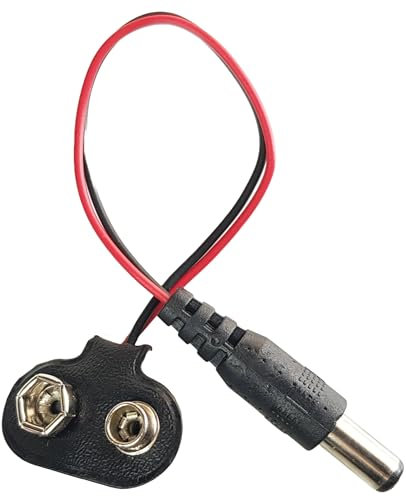 DIYables 9V Battery Clip with 2.1mm X 5.5mm Male DC Plug, 10 Pieces