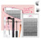 Crislashes 168 Pcs DIY Wimpern Extension Set, Lash Extension Kit Cluster Wimpern mit Wimpernkleber, Wimpern Einzeln Natürlicher Look mit Wimpern Entferner und Pinzette (Volume-Mix8-16mm)