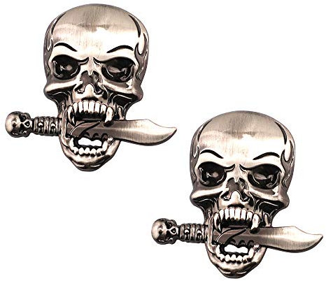 2 Stück Skull Emblem Logo Aufkleber für alle Fahrzeuge Gepäckfächer Türen und Fenster (Bronze)