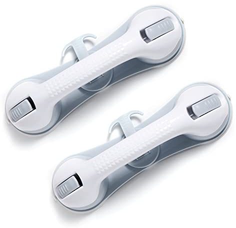 2 Pezzi Maniglia per Doccia, 29 cm Maniglioni per Bagno e Doccia a 3 Ventose, Shower Handle Maniglie per Vasca da Bagno per Anziani Parete Vasca Bagno, Facile da Impugnare