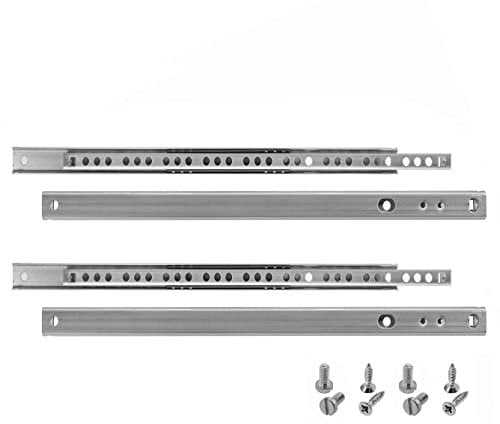 HELPMATE Nut Schubladenschiene 27 mm Länge 310 mm 2 Paar 4er Set Kugelauszug Schubladenauszug Schienensystem Schubladenführung Teilauszug Stahl verzinkt silber inkl. Befestigungsmaterial