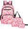 Sciphylia Cartable Fille Primaire Garcon Imperméable Sac a Dos Enfant Fille CP CE2 Elementaire 3 en 1 Sac à Dos Poids Léger avec Sacs à Lunch et Trousse pour CE1 CM1 CM2 D'école Étudiants, Rose