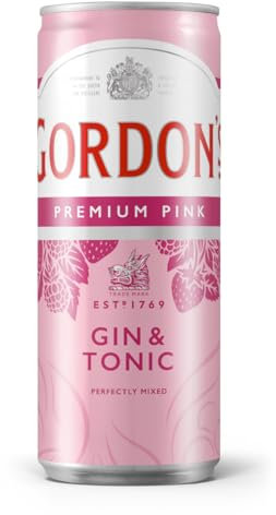 Gordon's Premium Pink Distilled Gin & Tonic Water | Erfrischendes Mixgetränk | Trinkfertige Dose für unterwegs & gesellige Events | 10% vol | | 1 x 250 ml EINWEG Dose |