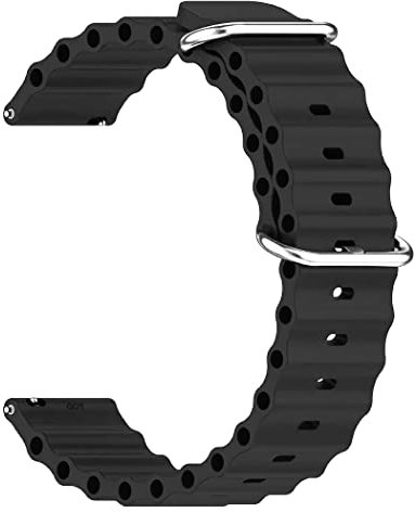 ONE ECHELON Quick Release Smart Watch Band Compatible With Fossil Gen 6 Smartwatch Silicone Ocean Band Style Replacement Strap (Black)