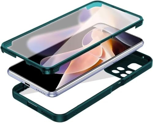 GoodcAcy Funda Xiaomi Redmi Note 10S/Xiaomi Redmi Note 10 4G, Carcasa Antigolpes 360 Grados con Protector Pantalla Integrado Robusta Doble Cara Case Transparente Anti-Amarilleo Completa Capa -Verde