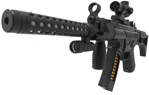 Brigamo 【𝙋𝙧𝙞𝙢𝙚 𝘿𝙚𝙖𝙡】 Premium HK MP5 Maschinenpistole SEK Polizei Spielzeug Pistole mit Licht & Sound - Siehe Video