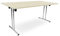 Besprechungstisch klappbar, Klapptisch Gestell Chrom gerader Fuß, Schreibtisch Maße 140x80 oder 160x80cm, Konferenztisch platzsparend stapelbar, hauseigene Fertigung (Ahorn, 160 x 80 cm)