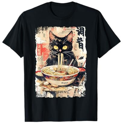 Ramen Nudeln Katze Japan Y2K Kawaii Retro Katzen Manga Anime T-Shirt