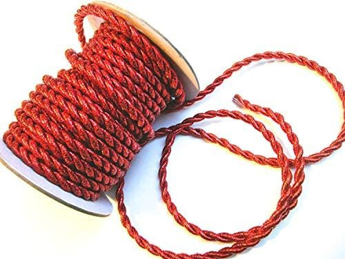 Kordel ca.15m x 4mm Drehkordel KORDELBAND Dekoband SCHLEIFENBAND Schnur Adventskalender Weihnachten (Rot Glanz)