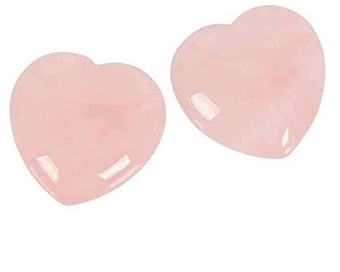 FURREN 2 Pieces Natural Crystal Rose Quartz Heart Beads Home Decor s Reiki Crystal Stone