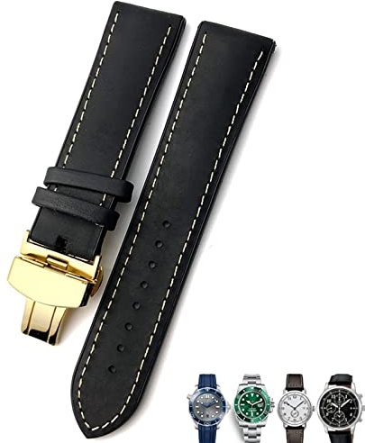 NEYENS Uhrenarmband aus Leder, 20 mm, 21 mm, 22 mm, für Rolex für Omega Seamaster 300, Hamilton, Seiko, IWC, Tissot-Armband, Schwarz / Braun, 20 mm, Achat