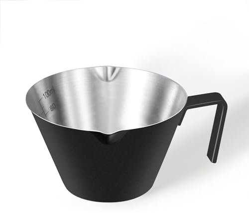 carrottimes Espresso Messbecher 100ml, 304 Edelstahl Espresso Kännchen mit Griff, Doppel-Ausguss und Doppelskala Metall Kaffee Messglas, Espresso-Schnapsbecher (Schwarz)