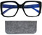 Blaufilter Damen Stilvolle Schmetterling mit großen kratzfesten Gläsern, Gratis Etui, Kunststoff Dicker Rahmen Rechteckig (Schwarz), Blaulichtfilter Brille +1.0 Dioptrien