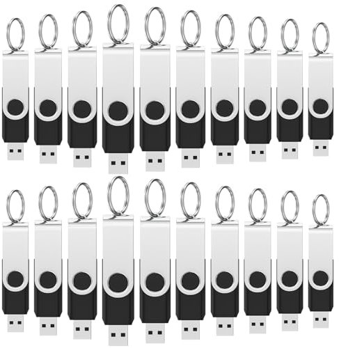 50 Pezzi Chiavetta USB 4GB WOOOLKEN Pen drive 2.0 Girevole Pen Drive Per Archiviazione Dati con Luce LED (4GB, 50Nero)