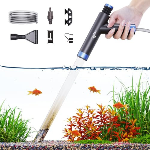 Pompe à siphon pour aquarium - Kit de nettoyage manuel pour gravier - Avec bouton poussoir d'air - Avec tuyau pour aspirer le fumier et le sable
