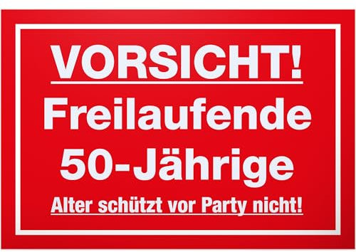 DankeDir! Freilaufende 50 Jährige - 30 x 20 cm Schild - 50. Geburtstag 50 Jahre Geburtstagsgeschenk 50er Frauen Geschenk Freundin - Partydeko Geburtstagskarte Geburtstagsdeko Geschenkidee